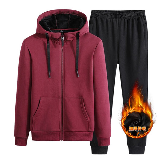 Jiejiamengko Marke Cotton Hooded Sweatshirt Binding Hosen Anzug Männer Lose großer Farbe Casual Sports zweiteilige Männer Schwarz Binden 9930 xl