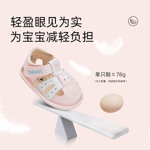 泰兰尼斯夏季新款婴儿鞋宝宝软底女宝宝凉鞋包头休闲鞋透气步前鞋 粉白 19 适合脚长12.0cm