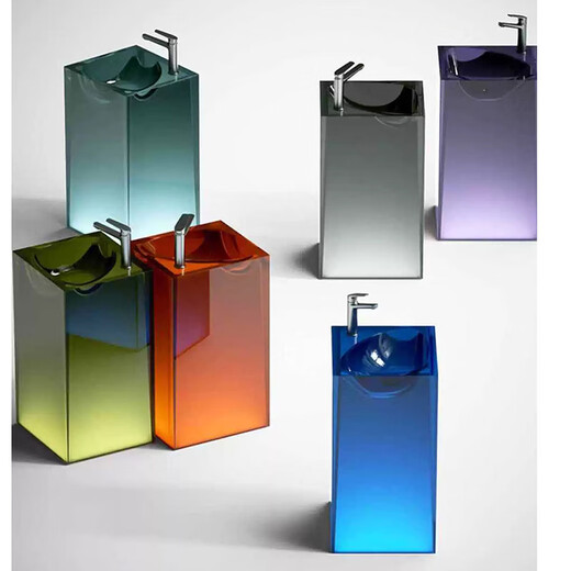 Basin de colonne d'art cristallin Basin de lavabo à rechange intégrée peut briller le bassin de lavage de colonne en résine transparente colorée 6628 (la couleur peut être sélectionnée)