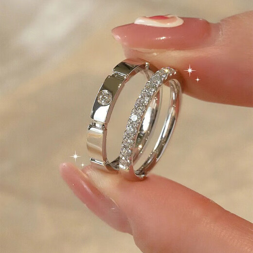 MZMZ brand platinum ring Sugar Cube Couple Ring Pair of Rings Wedding Engagement Proposal Anniversary Birthday Gift for Girlfriend Light Luxury Style-Sugar Cube Couple Ring