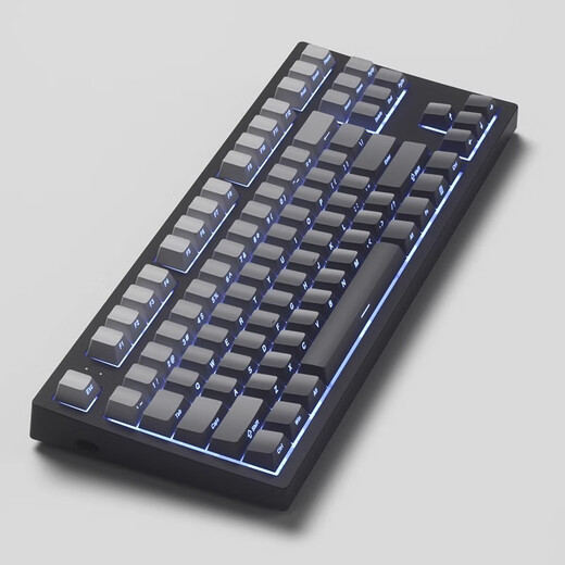 腹灵mk870pro黑莓侧刻机械键盘蓝牙有线无线客制化电脑游戏静音办公 【单模】极夜黑+极昼侧刻 青轴 87键