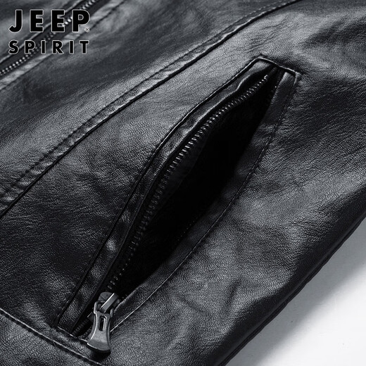 Jeep Spirit Jeep Leather Jacket Мужская куртка осень -стенд -воротник бизнес -локомотив мужская одежда Black xl