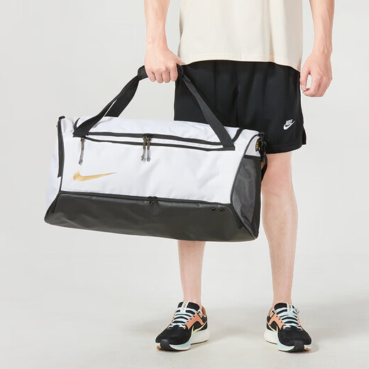 耐克（NIKE）手拎包男包女包新款健身包桶包行李包大容量斜挎包运动旅行单肩包 DX9789-100/黑/白/金属色 MISC