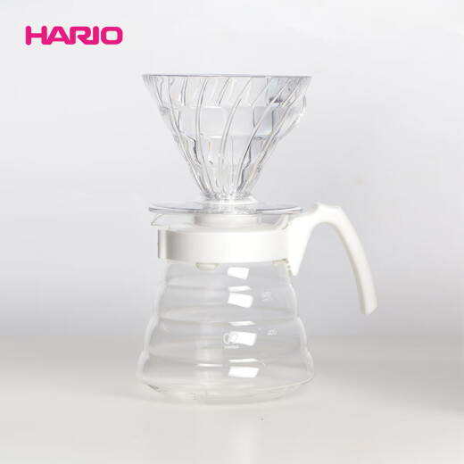 HARIO Japanese imported coffee set heat-resistant glass V60 drip coffee filter cup novice coffee pot set customized white