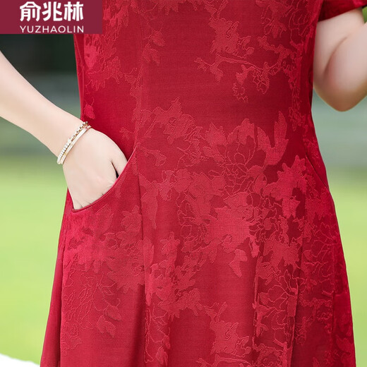 俞兆林2024喜婆婆婚宴装旗袍两件套装连衣裙高贵新款春秋秋妈妈结婚礼服 9277酒红色 L