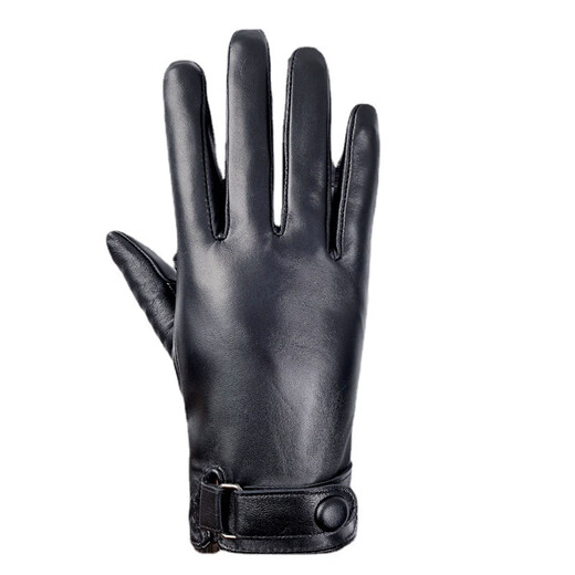 Milechi genuine leather gloves men's winter warm leather gloves for riding motorcycles and driving thin velvet thickened sheepskin gloves black (thin) XL