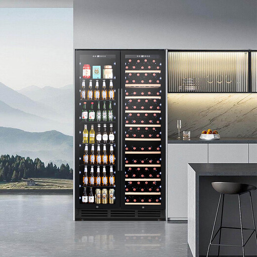 Bacchus wine cabinet 250 bottles Constant temperature wine cabinet home commercial club office embedded integrated double door double control cabinet tea refrigerated wine storage cabinet high-end air-cooled frost-free YC-710 left drink + right red wine - 1.91m high 125 bottles