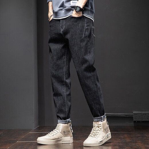 Charluoel Jeans Herren Frühling und Herbst neue Stil Hosen Herren loser Straight Herrenhosen Trendy Brand 2025 Frühling Casual Long Hosen 6621 Blue + 6621 Black 29