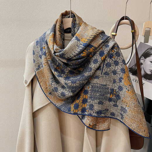 Story Life Gifts Silk Buff Femen's Outumn and Winter Silk lana de seda suave Bufanda cuadrada grande CALLO Cálido Taloso Temperamento Versátil de Mujeres Fubao