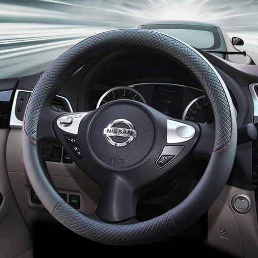 Suitable for 2021/22 Nissan Sylphy Classic Deluxe Edition steering wheel cover 14th generation Sylphy Teana Qashqai leather artificial leather black (YU07)