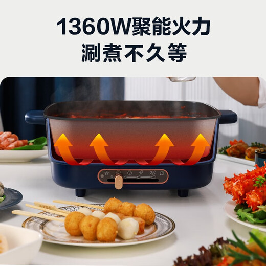 Rongshida electric hot pot 6L integrated household multi-functional cooking pot electric wok three-speed fire power adjustment electric heat pot grilled fish pot 6L Wuji temperature adjustment model