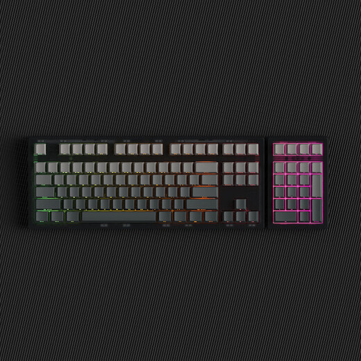 腹灵MK870Pro&MK-Pad 108键黑莓侧刻机械键盘三模黑曜石蓝牙有线无线蓝牙客制化电脑游戏办公 三模黑曜石（含MK-Pad）-墨影侧刻 KTT茶轴