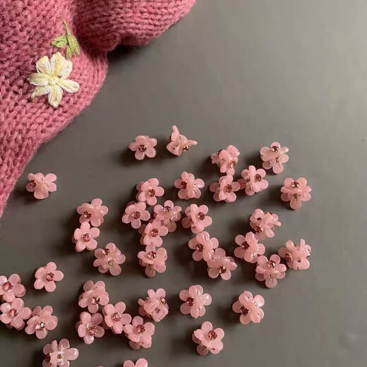 Penning small flower grabber ins transparent pink small flower hair grab mini grabber top clip broken hair clip bangs clip pink (10 pieces)