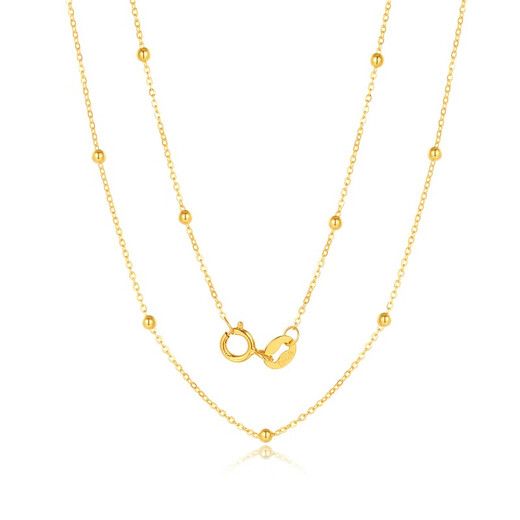 Mengjinyuan 18K gold necklace k yellow versatile pearlescent O-shaped chain clavicle chain colored gold necklace as a birthday gift for girlfriend K yellow chain length 42cm weighing about 1.4g