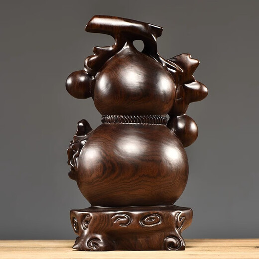 Qin Tinglanjing (QINTINLANJIN) Ebony solid wood carved gourd decoration living room home office decoration entrance crafts opening housewarming gift Ebony fine carved gourd [height] 50cm