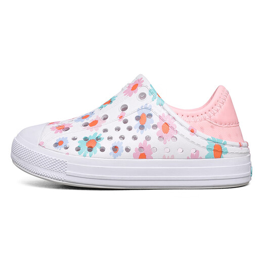 斯凯奇（Skechers）儿童童鞋女童宝宝透气可爱洞洞鞋凉鞋302114N 白色/粉红色/WPK 22