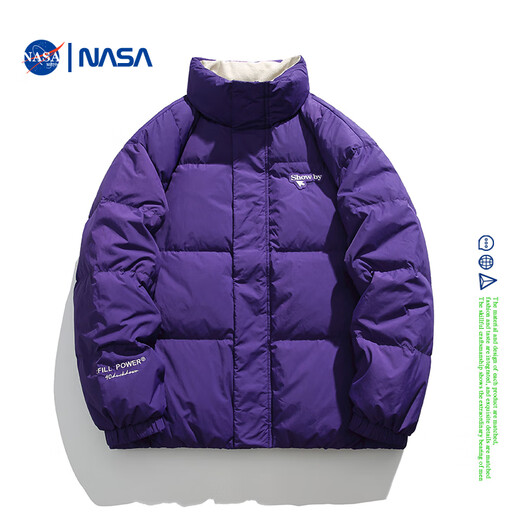 Nasamitoo Down Jacke für Männer und Frauen im Winter nationale Trendkarte Schachbrettständer Kragen Paar Wärme dünner Mantel für Teenager Freizeitkleidung 9215 Tinte Schwarz L.
