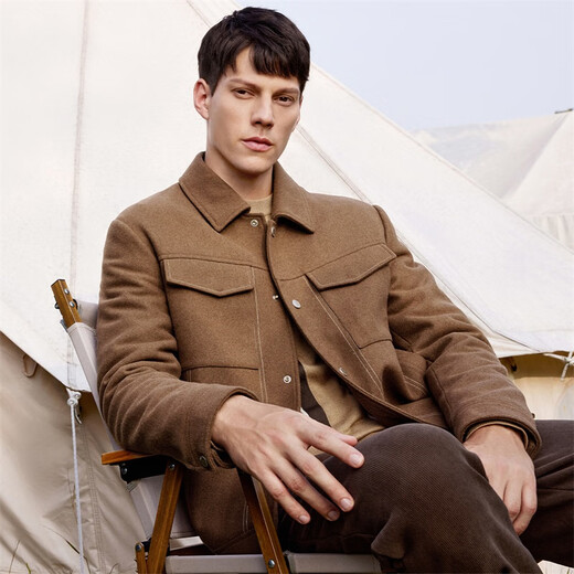 Tanzen mit Wölfen [Baumwolle] Wolle im britischen Stil warme dicke Jacke winddes Herrenjacke 701 Khaki 170