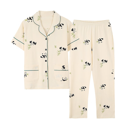 Pajamas de mère modale pour femmes 2025 Style de coton mince d'été pour les personnes d'âge moyen et les personnes âgées simples décontractées et lâches peut porter des vêtements à la maison