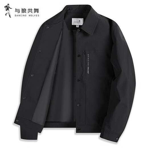 Dances with Wolves Selected Fabrics Autumn and Winter Textured Lapel Work Jacket Commuting Men's Jacket 001 Black 175