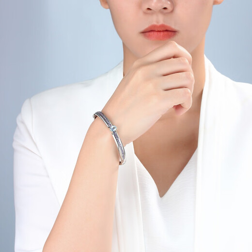 Nianfumusi Palace Elegant and Fashionable Tanzanite Aquamarine 925 Bracelet Women's Blue Gemstone Bracelet Birthday Gift