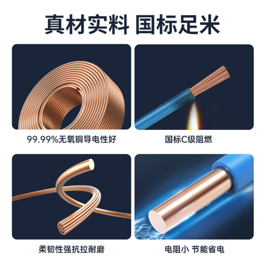 Chint (CHNT) wire and cable flame retardant BVR2.5 square multi-core multi-strand copper wire household copper core soft wire 100 meters red