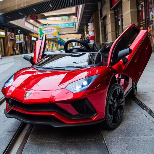 Shanghaojia children's remote control electric car can sit on four-wheel swing toy car and can drive battery-powered baby car for men and women. The top is painted red. Upgraded four-wheel drive + 12V large battery + leather seat + full function