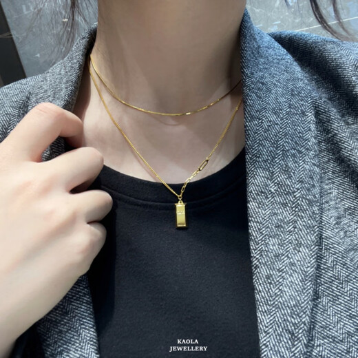 DL 1998 Fat Donglai same style 18k gold plain chain 18K gold snake bone chain necklace women's gold and silver exquisite clavicle chain versatile stacking ZDF snake bone chain 45CM
