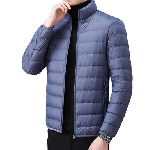 ACLOSMIL men's warm winter thin silk cotton jacket men's short casual stand-up collar top dad men's cotton coat black stand-up collar 2XL 125-140Jin [Jin equals 0.5 kg]