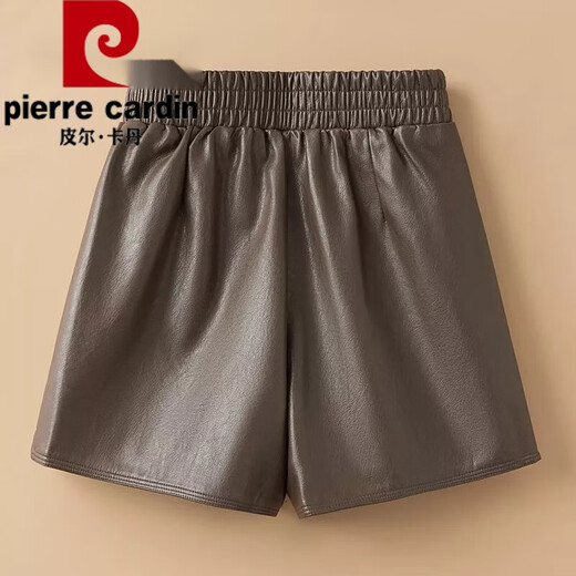 Pierre Cardin Leather Pants Women's 2024 New Autumn and Winter High Waisted Slim Loose A-Line PU Leather Pants Versatile Women's Pants Wear Outer Boot Pants 2251 New Black-High Quality XL Recommendation/115-125Jin Jin is equal to 0.5 kg