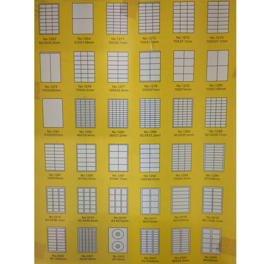 龙诚海36种型号A4标准不干胶标签 多格切割不干胶标签打印纸 标注标签纸 100张/包 1278#(规格105*57/格)10格/张