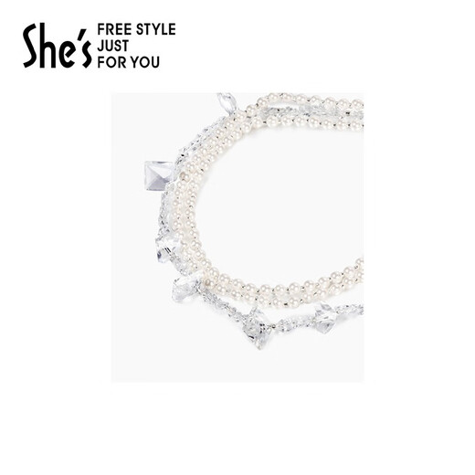 She s Qianzi Ice and Snow Secret Light Luxury Crafts Pearl Necklace Crystal Multi-Layered Necklace Clavicle Chain Birthday Gift Silver H0