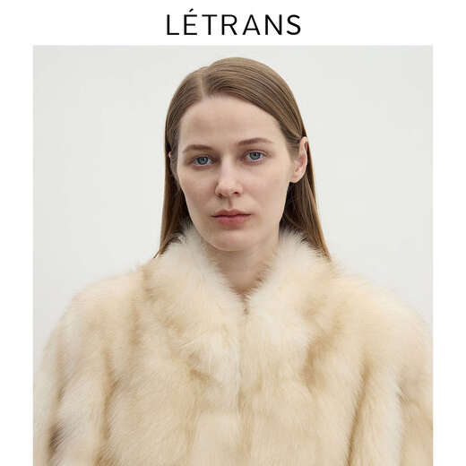 Letrans Yuanyi Monet Garden Импорт высококачественный Fox Fur V-образный выстрел с брызги с двухцветным пиджаком Bee Grey M