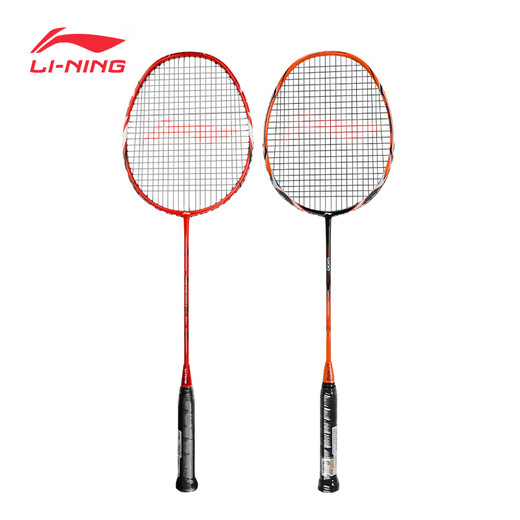 李宁（LI-NING）羽毛球拍全碳素HC1200橙色+男女进阶3UA880T红色（已穿线送球）