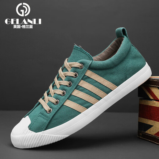 Granli Light Luxury Canvas Shoes Men's Shoes 2025 Summer New Men's Breathable Casual Board Shoes High-Entertainment Shoes Men's Sports Shoes Men Green-High-End Men's Shoes 40