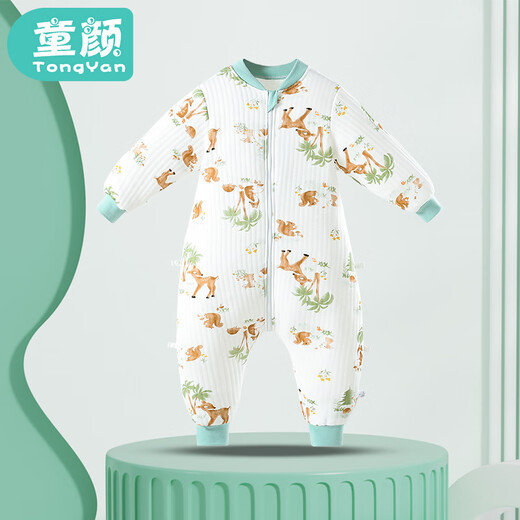 Childlike baby sleeping bag autumn and winter children's anti-kick quilt bamboo cotton baby pajamas air layer split leg sleeping bag Elk 90 yards