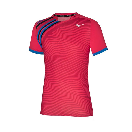 美津浓（MIZUNO）网球服男子速干运动短袖短裤澳网美网法网新款T恤衫 62GA2601-64红色 比赛服 M