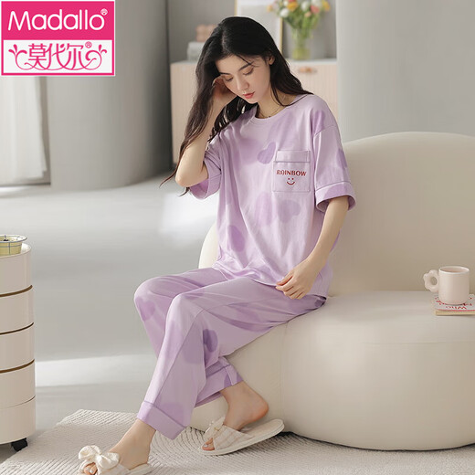Modal pajamas for women in summer pure cotton short-sleeved trousers thin summer 2025 new half-sleeved summer style for outdoor wear 9713 M