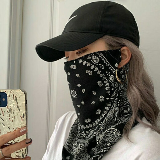 慎蕴摩托车防晒面罩男女全脸冰丝挂耳护脖子防寒面巾遮阳脸罩骑行面纱 腰果 白色   1只装