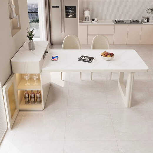 Xiyahao island dining table integrated retractable household dining table and chair combination modern simple small apartment inverted dining table flat style island dining table 140cm slide rail socket