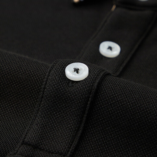 Qi Brand Antibacterial Long Sleeve Polo Shirt Men's Spring and Summer Thick Contrast Color Lapel Top Warm Velvet 1JT70110 Black L (175)