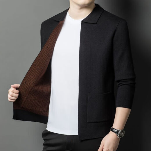 VWAYZZ light business long-sleeved knitted cardigan jacket men's spring and autumn new fashion casual wool knitted sweater gentleman men's clothing brown camel 2XL /180