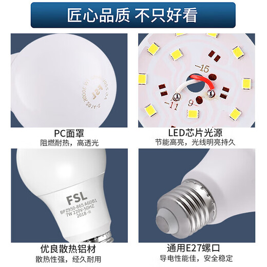 FSL Foshan Lighting LED Bulb E27 Screw High Power Bulb Energy Saving Lamp Super Bright Spiral Light Source 13W E27 White Light