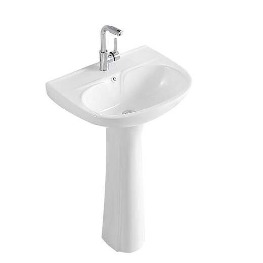 Pillar washbasin, pedestal basin, integrated floor-standing washbasin, small apartment bathroom, ceramic balcony basin, household F style pedestal basin + drain