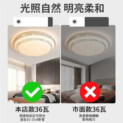 Weihuo Bedroom Light 2024 New Master Bedroom Super Bright Room Light Simple Modern Lamp Internet Celebrity Living Room LED Ceiling Light Single Layer Diamond 40cm Three Colors
