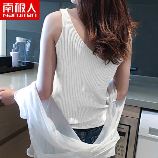 Antarctic Thread Thin Slim White Camisole for Women Spring and Summer Sexy Sleeveless Top Bottoming Shirt Korean Style Slim Women's Vest White Single Piece One Size