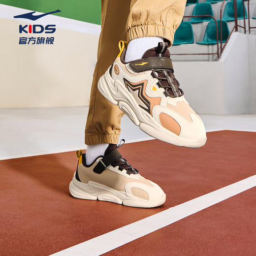 Hongxing Erke (ERKE) children's shoes, boys and girls sports shoes, children's 24 autumn and winter new products, large and small children's casual shoes, dark tan/warm linen 37
