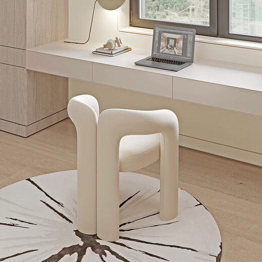 Mo Su Modern Simple Living Room Bedroom Makeup Stool Home Nordic Creative Design Backrest Dressing Stool Dressing Table Chair Soft Stool Off-White Futian Frosted Velvet No. 1 Complete Decoration