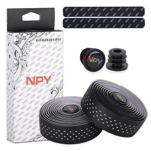 YGQZ road handlebar with bicycle thickened wrap handle with anti-slip sweat-absorbent shock-absorbing strap handle wrap cloth bent handlebar wrap black