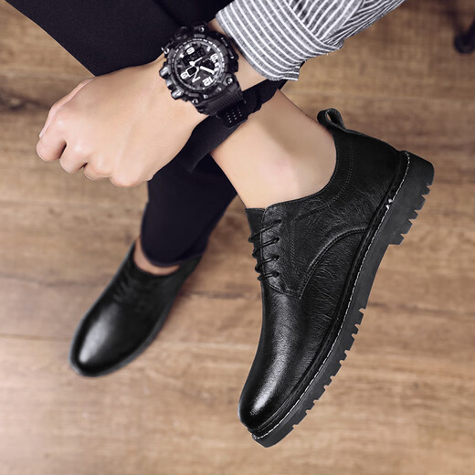 Lwok neue Lederschuhe Herren trendige Herrenschuhe Casual Shoes Fashion Business Schuhe Britisch -formale Schuhe koreanische Lederschuhe 9920 Schwarz (vier Jahreszeiten) 39